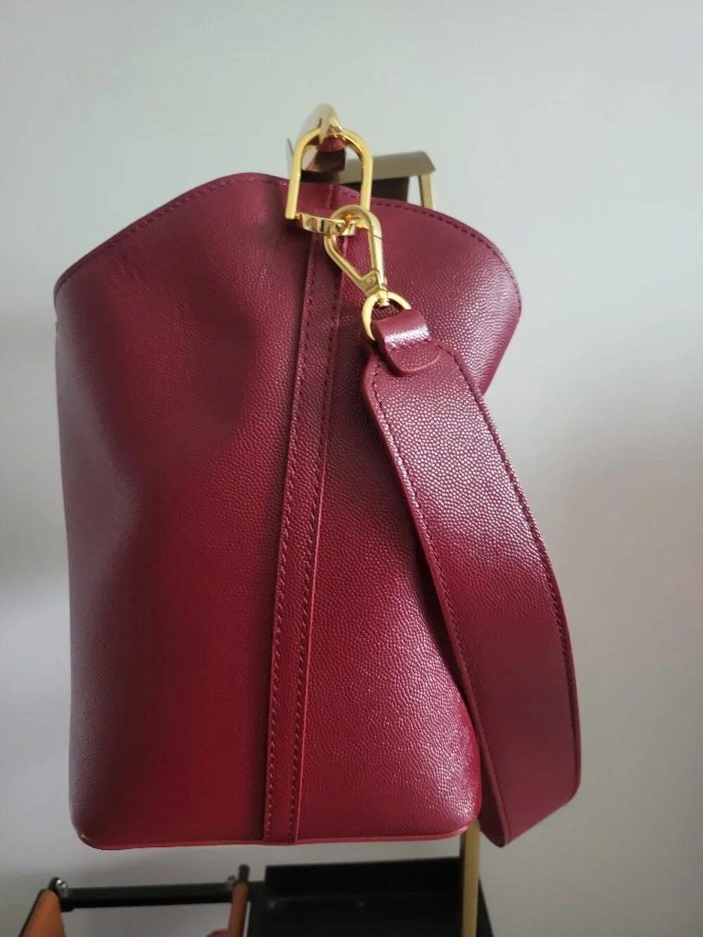 Elleme Burgundy Small Boomerang caviar leather bag